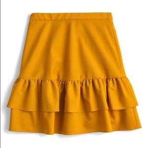 J. Crew mustard flannel ruffle mini skirt / sz 4
